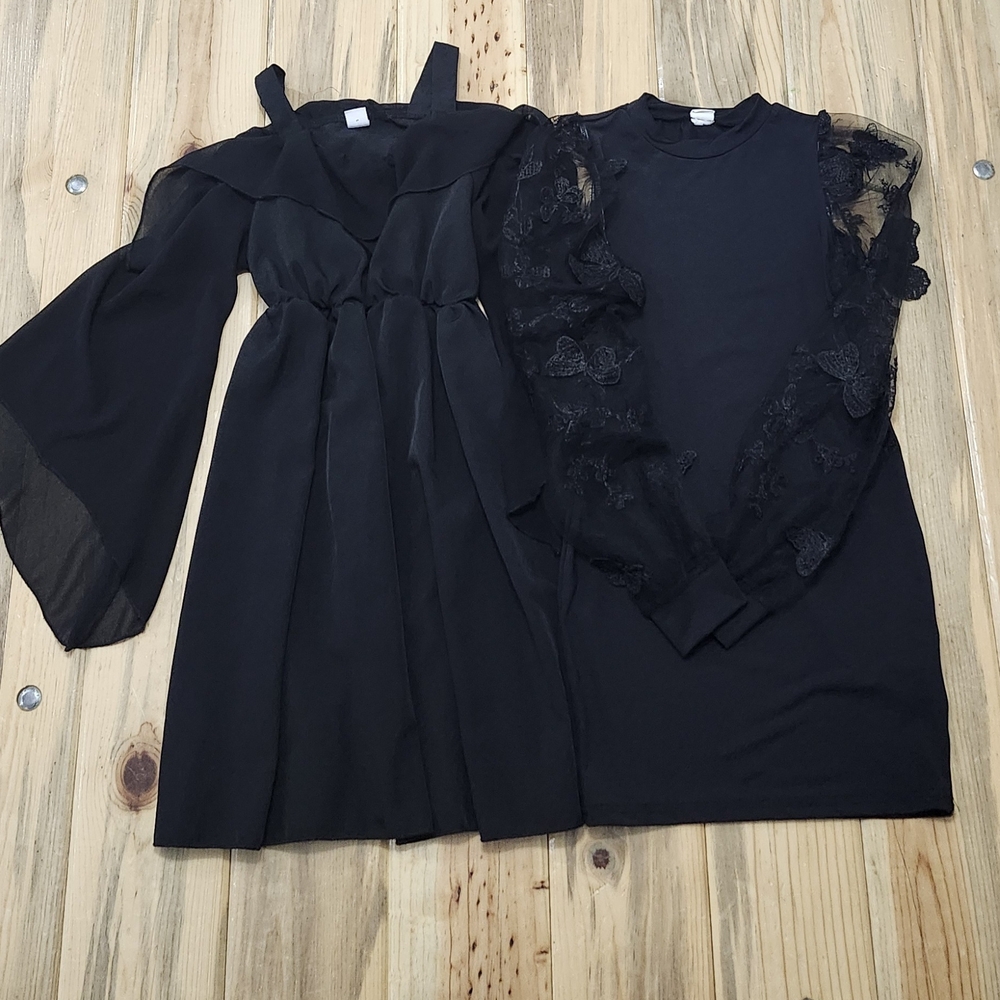 2 SHEIN Black Wednesday Butterfly Wedding Pictures Girls Size 8 Dresses Sheer